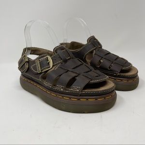 Dr Martens Fisherman Sandals Women Sz 8 Brown Leather Buckle Air Wair England